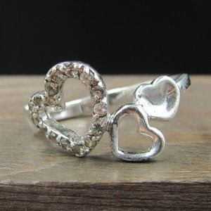 Size 6.25 Sterling Silver Multiple Heart Love CZ Stone Band Ring Vintage